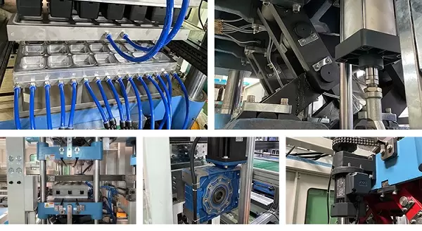 Fluxo de trabalho da máquina de termoformagem de plástico de três estações TTF-700A Fluxo de trabalho da máquina de termoformagem de plástico de três estações TTF-700A